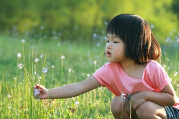girl pick flowers