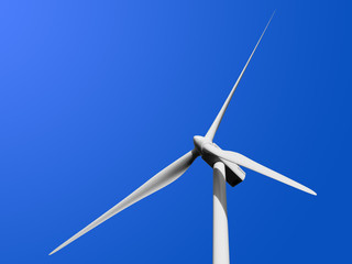 Wind turbine isolated on blue