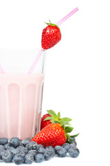 Strawberry milkshake with blue