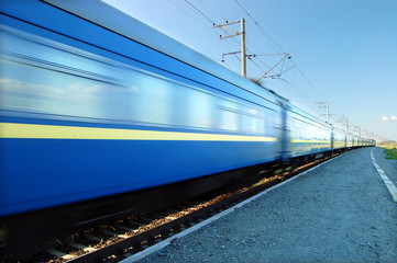 Obraz premium Fast train passing by. Motion blur