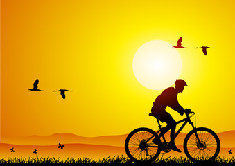 Mountain bike at sunset