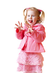 little girl isolated on white