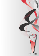 Drink red and black background with cherry.