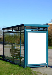 bus stop with blank bilboard