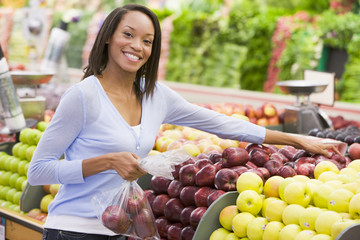 Woman shopping in produce department