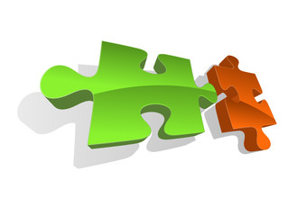 Fototapeta premium Vector illustration of two puzzle pieces