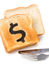 bread slice with dollar sign