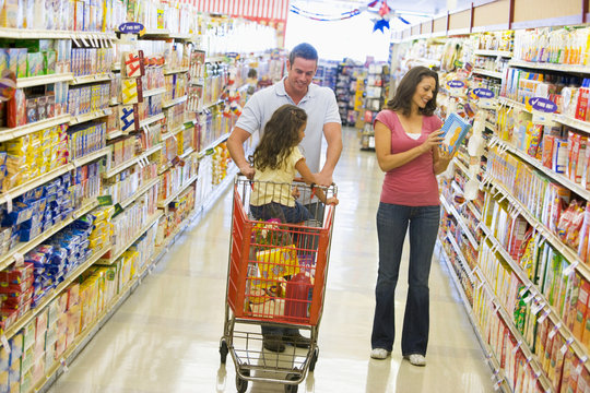 Family shopping in supermarket