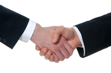 Business handshake with white background