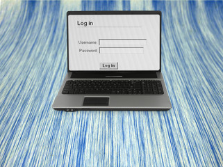 notebook with log in screen