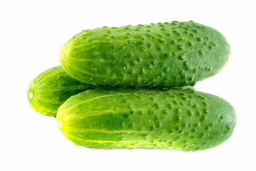 Fresh cucumbers. Isolation on white