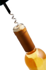 Opening white wine bottle