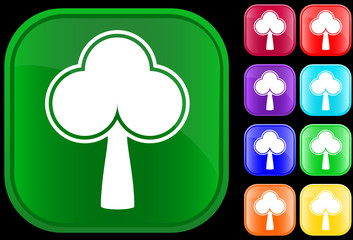 Icon of a tree on shiny square buttons