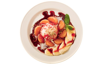 juicy fruits with icecream