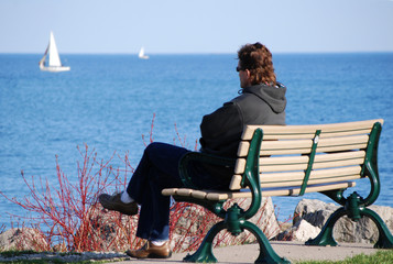 Fototapeta premium Man watching sail boats