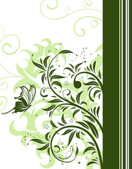 Flower background with butterfly, element for design, vector