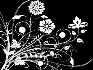 Printed kitchen splashbacks Flowers black and white ornament in black and white