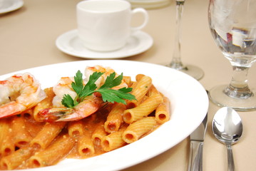 Rigatoni with shrimp