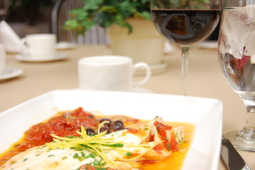 Haddock in a red sauce