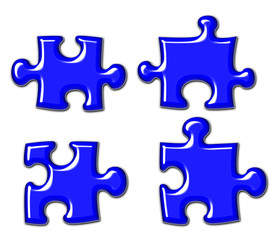 Fototapeta premium Blue Shiny Puzzle Pieces