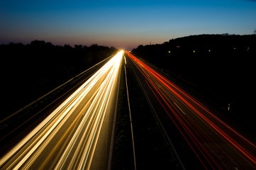 Traffic on a highway at night