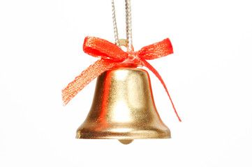 handbell with red ribbon