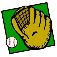 baseball glove and ball