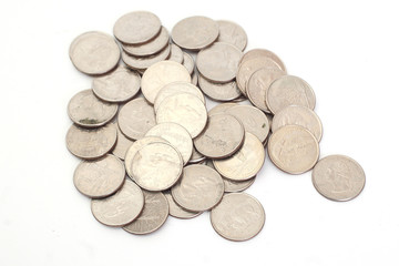 A pile of US Coins