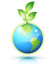 Planète terre avec plante