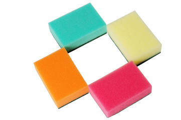 four multicolor sponges