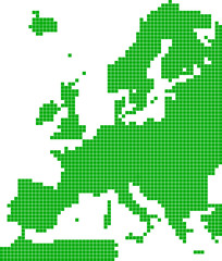 Fototapeta na wymiar graphical map of Europe made with green squares