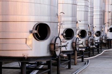 Brushed steel tanks for winemaking