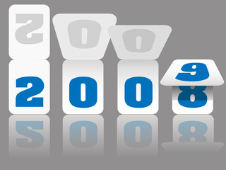 New Year Calendar Number Cards Turn 2008 to 2009