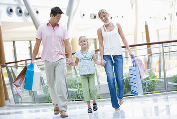 Family shopping in mall