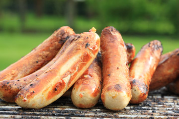 Roasted sausages.