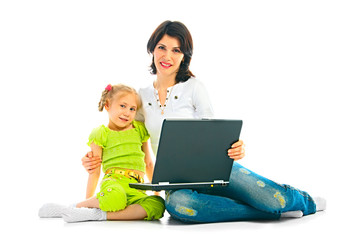 ma and daughter with computer