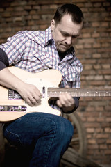 Playing the guitar