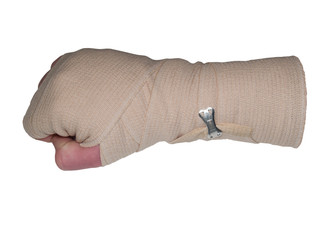 Arm wrapped in a bandage
