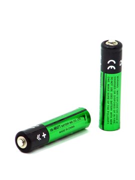 Batteries in AA or AAA format on white background