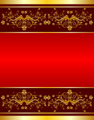 Gold flower background with frame, design, vector