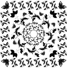 Obraz na płótnie Canvas black and white floral pattern
