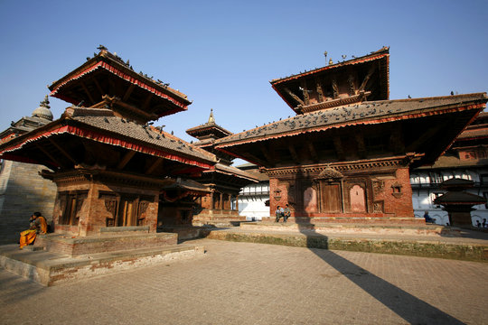 pagodas in durbar square in kathmandu, nepal