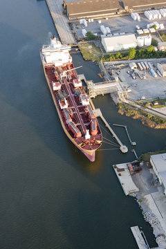 Oil Tanker Ship In Port