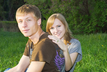 Pretty young couple outdoors