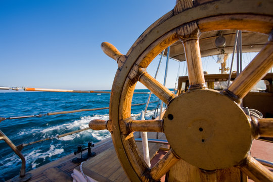 yacht journey, steering wheel