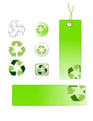 green recycle icon and label