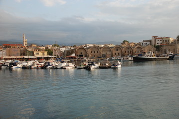 Fototapeta na wymiar port de Hania, Crète