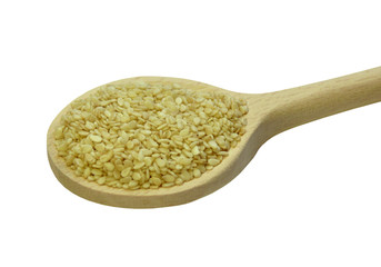 Sesam auf Holzlöffel