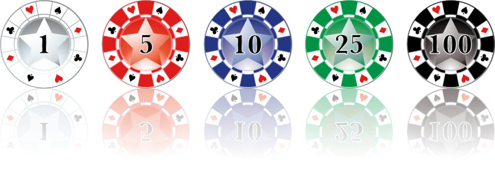 jetons de casino avec reflets