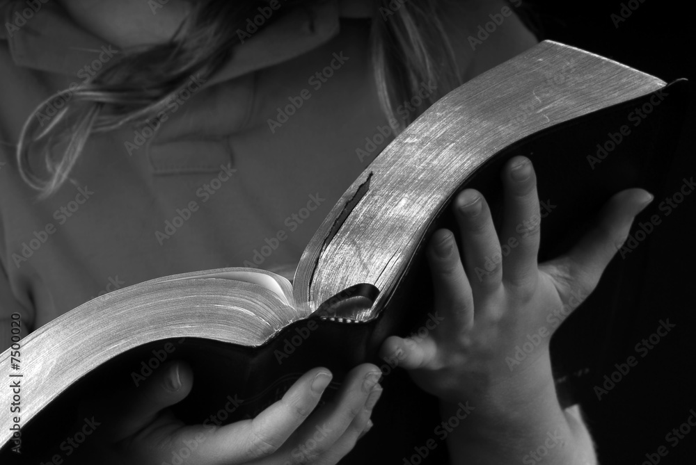 Wall mural Girl Reading Bible